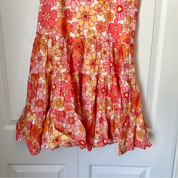 Alexia Admor Molly Mini Dress Pink Tiered Floral Spring 100% Cotton Size 2 - Picture 6 of 13
